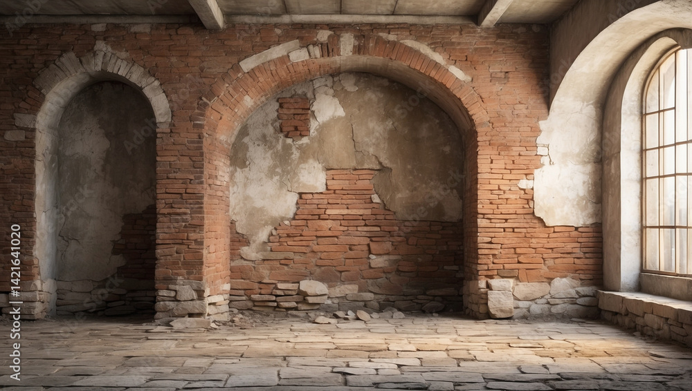Fototapeta premium Weathered Brick and Stone Walls for Historical Significance