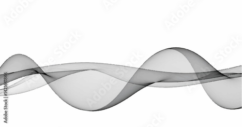 Create a vector illustration of multiple overlapping black and gray sine waves on a white background. The waves should be semi-transparent and vary slightly in thickness and amplitude. Keep the design