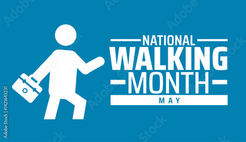 National Walking Month background banner or poster design template. observed every year in May. Holiday concept. Use to any Template, card, poster, placard, template.