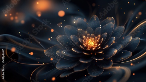 Dark, golden flower with ethereal smoke