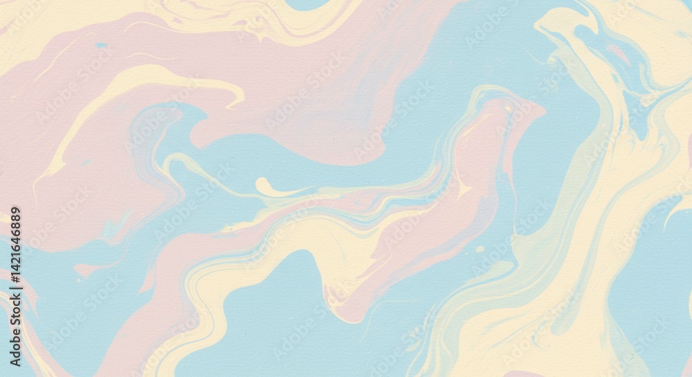 Fototapeta premium Pastel Pink Blue and Yellow Swirl Marble Texture Background Design