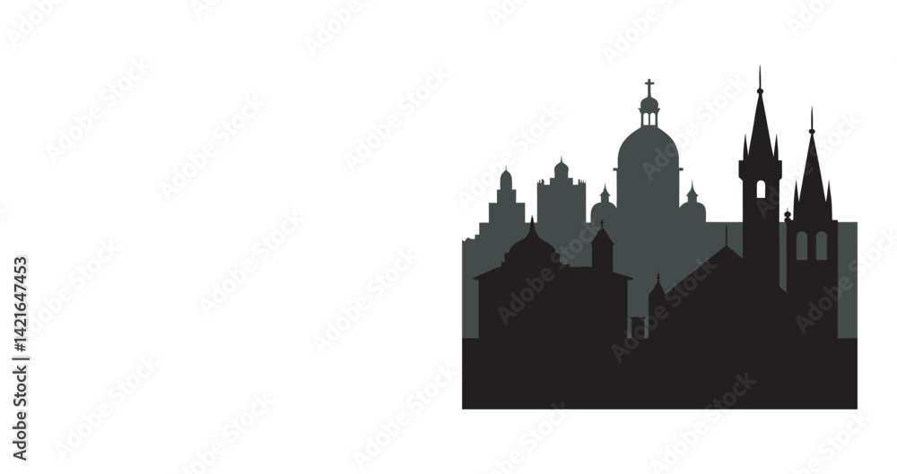 Fototapeta premium Old european city domes silhouette view