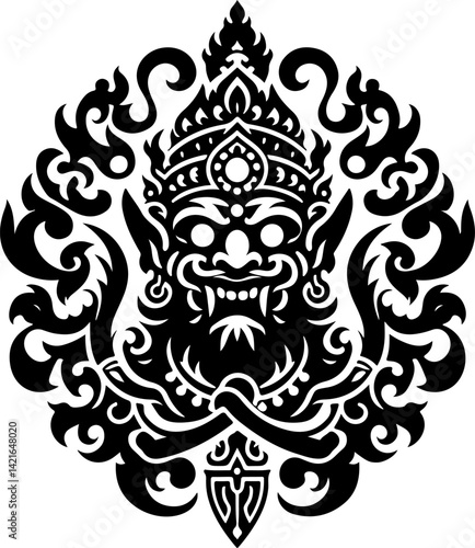 sketch vector illustration silhouette design icon logo symbol mascot detail creature mythology classic vintage demon wayang ethnic traditional vintage classic  