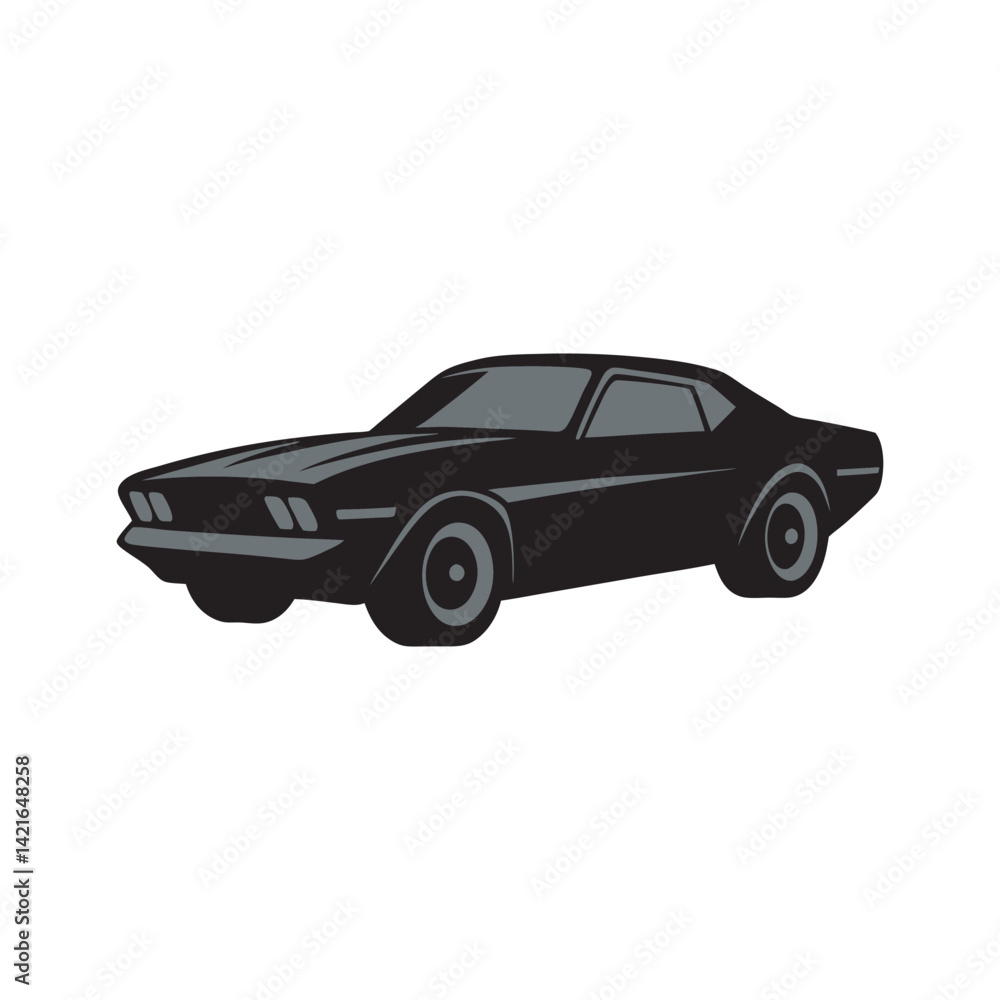 Naklejka premium Muscle car side profile silhouette art