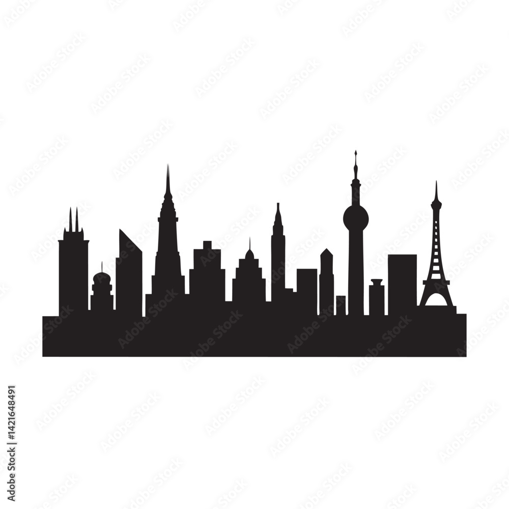 Naklejka premium World famous city skylines collection