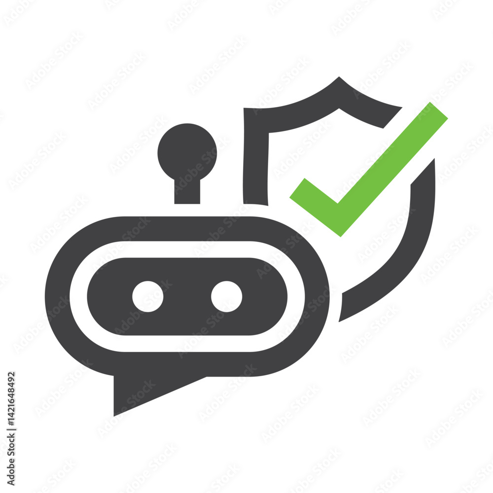 AI Bot Shield Icon – Secure Robot Approval Vector for Smart Technology and Cyber Protection AI Bot Shield Icon – Secure Robot Approval Vector for Smart Technology and Cyber Protection