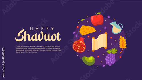 vector happy shavuot poster template