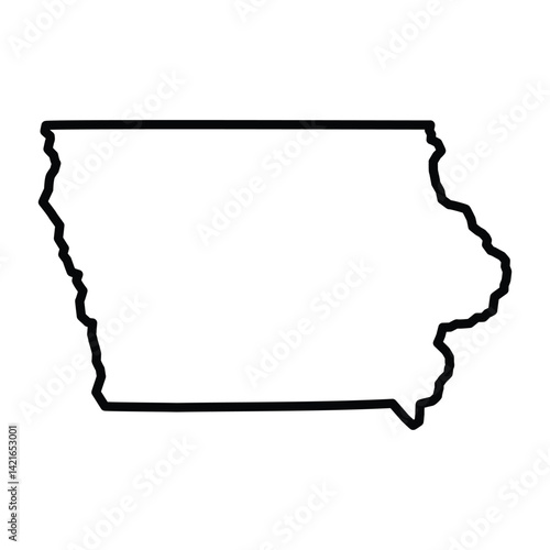 Iowa State Outline Vector Map