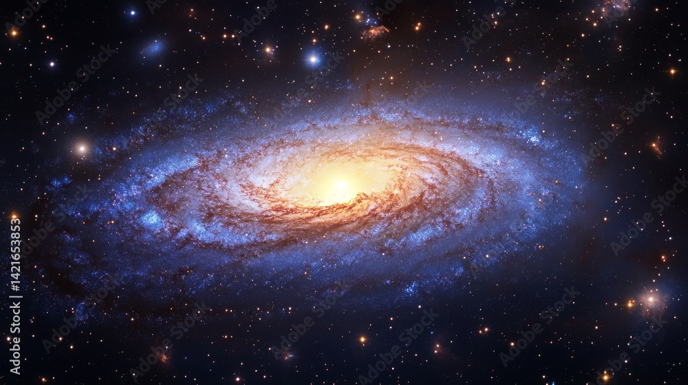 Naklejka premium Cosmic exploration takes in the breathtaking sight of the milky way and stars on a serene and tranquil night