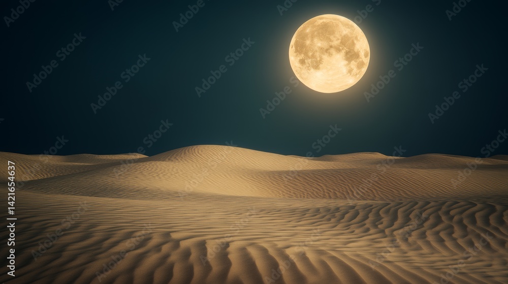 Naklejka premium Desert landscapes and serenity explored under endless dunes and a moonless sky