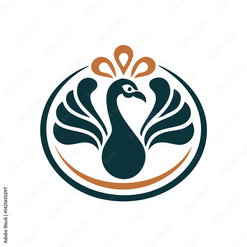 Fototapeta premium Vibrant peacock logo design with gradient colors .A stylized peacock design on a white background.