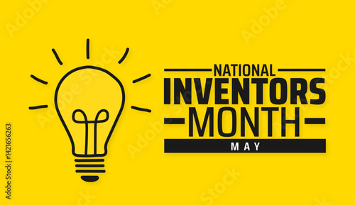 National Inventors Month background banner or poster design template. observed every year in May. Holiday concept. Use to any Template, card, poster, placard, template.