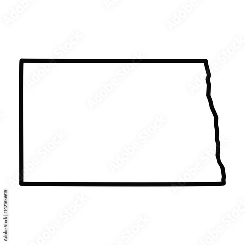 North Dakota State Outline Vector Map