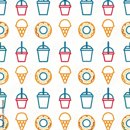 Seamless pattern of food icons
