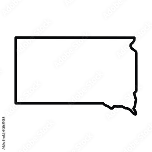 South Dakota State Outline Vector Map