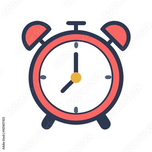 Classic red alarm clock in flat vector style