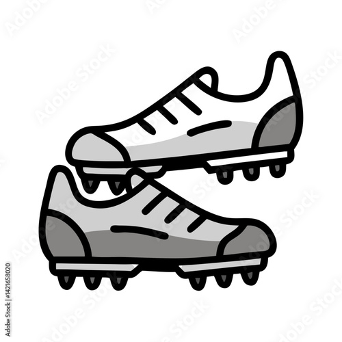 Pair of black and white soccer cleats in outline style