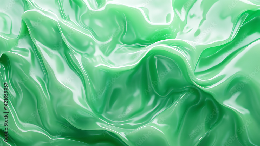 Obraz premium Stylized vibrant green inflatable silicone texture with glossy, stretchy, and bouncy effects. Perfect for 3D art, ads, and futuristic designs. High-resolution, seamless, and eye-catching