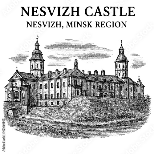 Discovering the majestic architecture of Nesvizh Castle in the tranquil Minsk region during a sunny afternoon
