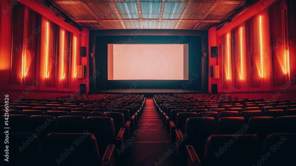 Fototapeta premium Empty Movie Theater: A Cinematic Atmosphere