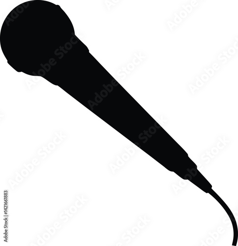 Microphone silhouette with white background