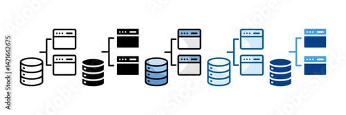 Database Relation Icon Set Multiple Style Collection