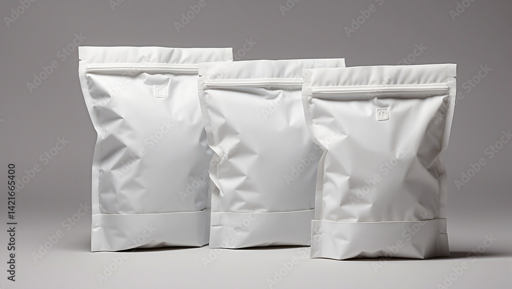 Versatile Two White Doypacks for Packaging and Storage Versatile Two White Doypacks for Packaging and Storage