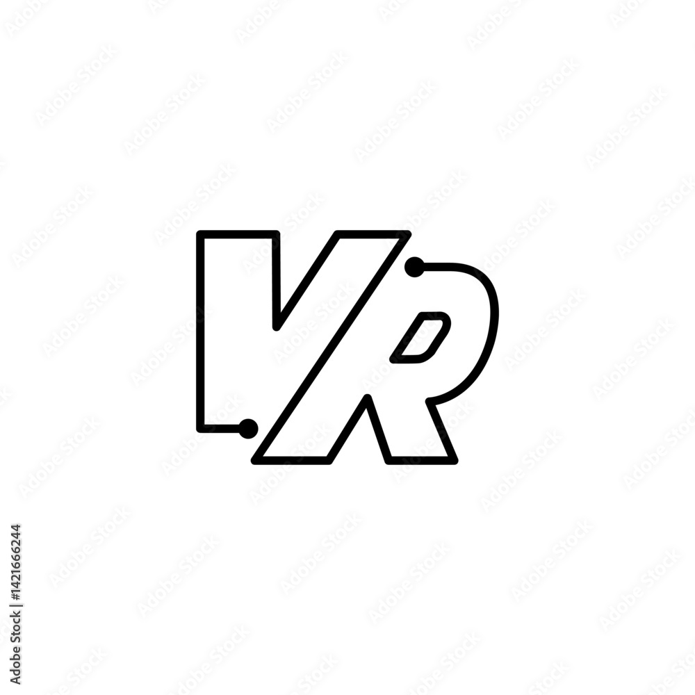 VR line digital logo, virtual grid and dot visual VR line digital logo, virtual grid and dot visual