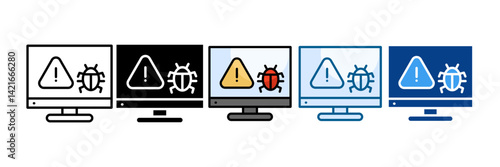 Computer Virus Icon Set Multiple Style Collection