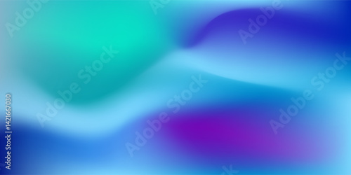 Abstract Blue and Green Gradient Background with Soft Blurred Shapes. walls and floor reflect neon lights. Vector EPS 10