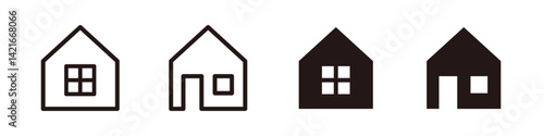 Simple home icon set. Line and solid style.