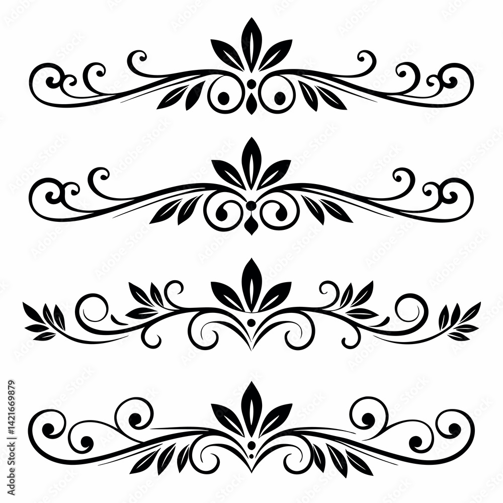 A set-of-elegant-black-ornamental-divider-vector. A set-of-elegant-black-ornamental-divider-vector.