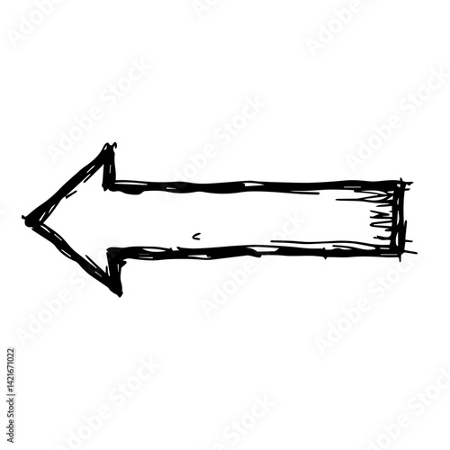 Hand-drawn arrow pointing left in black and white style  
