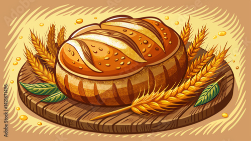 Rustic homemade whole wheat bread Very beautiful
