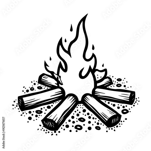 Campfire Flames with Logs in a Cozy Outdoor Setting  