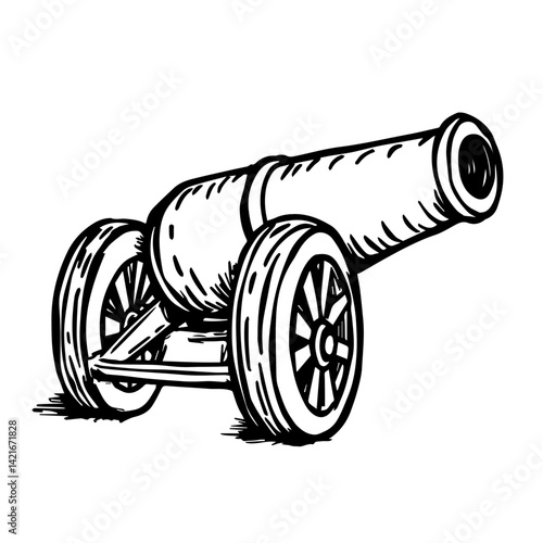 Vintage cannon illustration on white background  