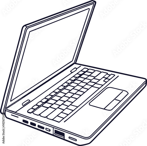 A laptop line art