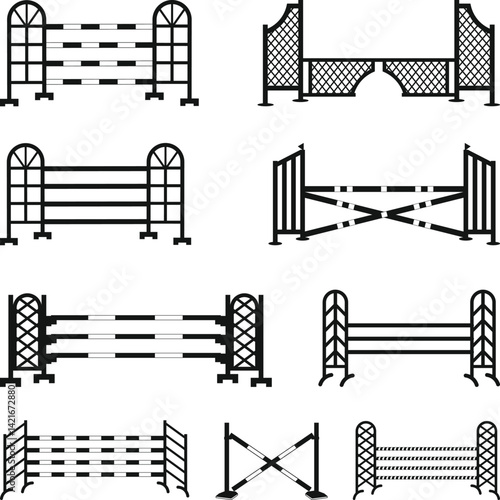 Show Jump Silhouette, Show Jumping SVG, Equestrian Clipart Silhouette, Horse Jump Poles Silhouettes,