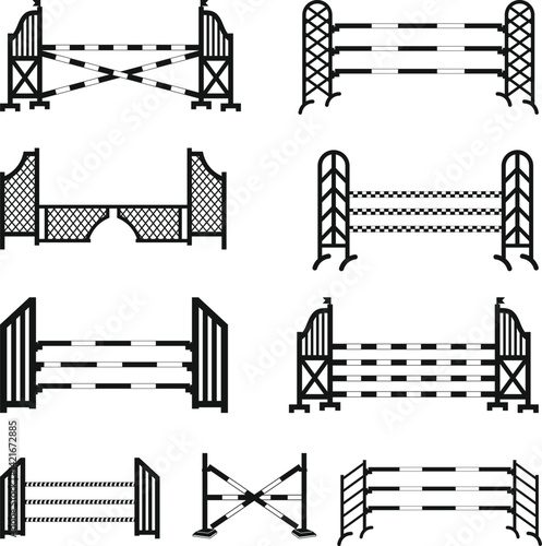Show Jump Silhouette, Show Jumping SVG, Equestrian Clipart Silhouette, Horse Jump Poles Silhouettes,