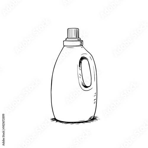 Liquid detergent bottle sketch in black and white  