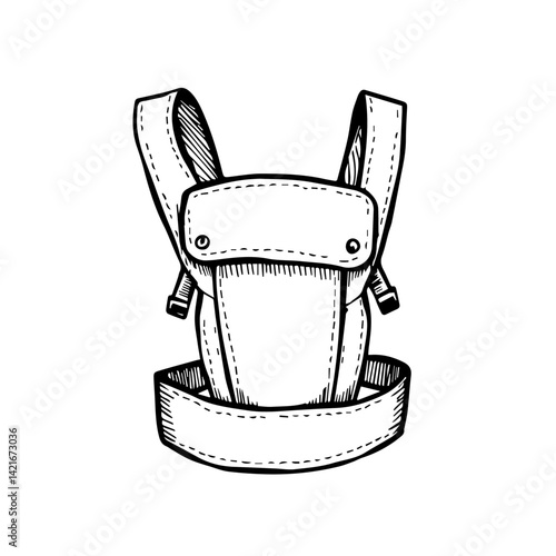 Baby Carrier Illustration in Minimalist Style on White Background  