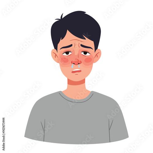 Sick Person with Bad Runny Nose