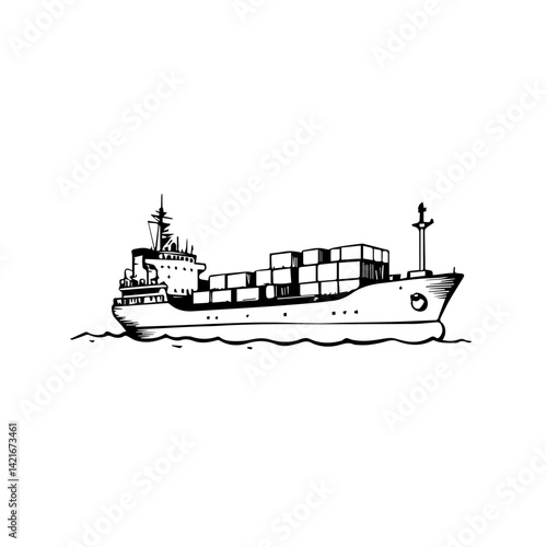Shipping container ship sailing on calm waters  