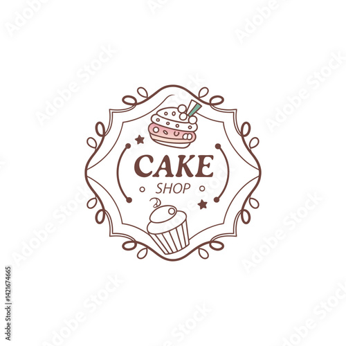 cake shop logo vector 