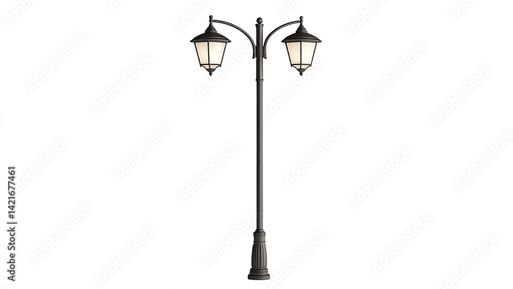 black lamppost with two lanterns on transparent background PNG black lamppost with two lanterns on transparent background PNG