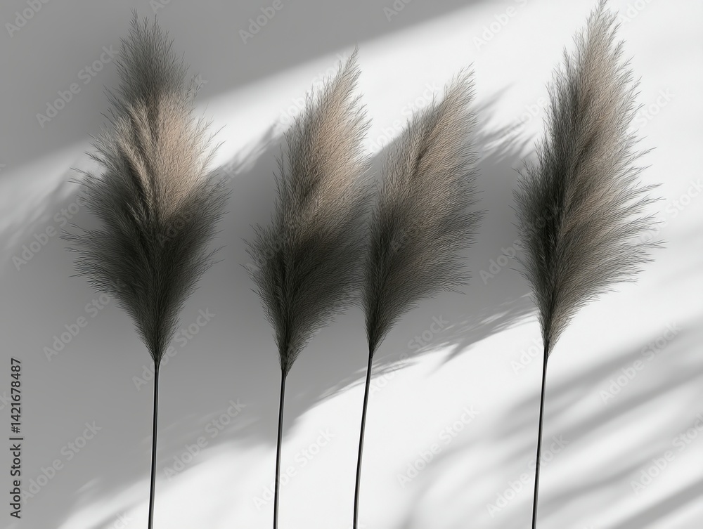 Obraz premium Outdoor nature photography adopts a minimalist viewpoint through the silhouette of tall grass at dusk
