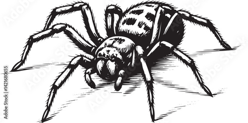 spider hand draw with black color eps vector