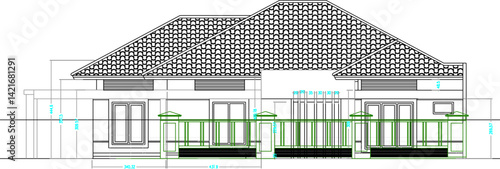 vector sketch illustration silhouette architectural design layout site plan appearance of minimalist house building