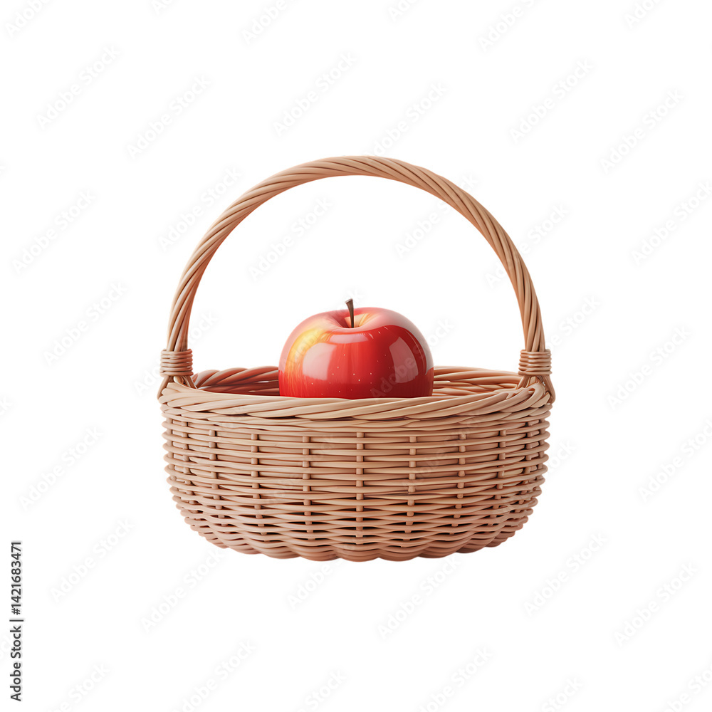Wicker Basket with Red Apple Wicker Basket with Red Apple
