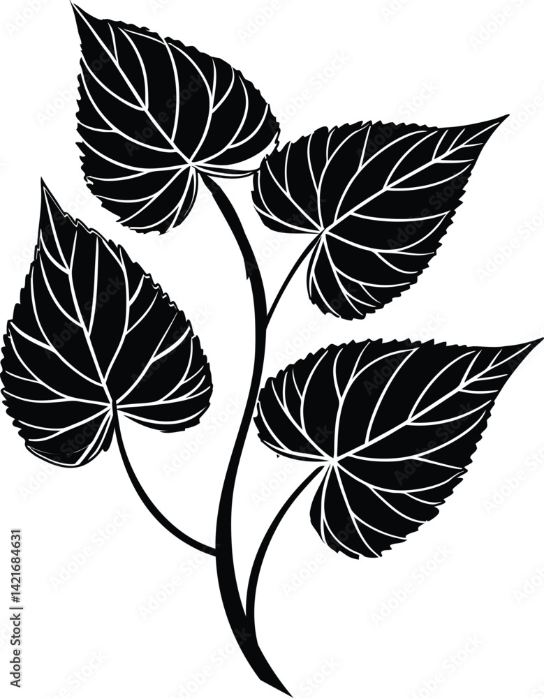 Fototapeta premium black silhouette of love shape leaves
